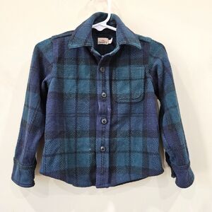 Faherty Kids Flannel Button Up Shirt 2T Blue Black Plaid Outdoor Hiking Gorpcore